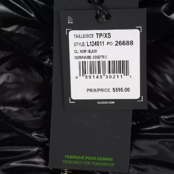 NWT [Rudsak] Limited Edition Cosette C Glossy Down Jacket Black Women's Size XS - Picture 10 of 14